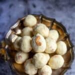 rava laddu with text overlay for pinterest