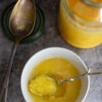 homemade ghee with text overlay for pinterest