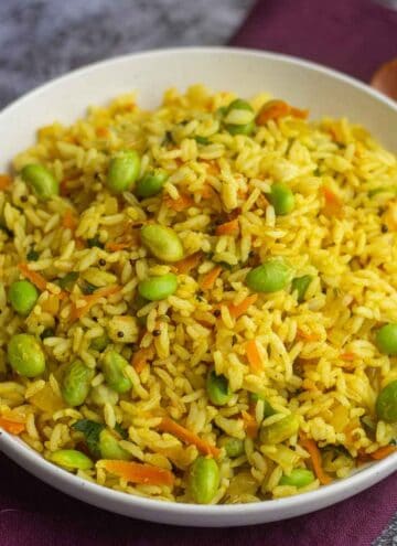 square image of edamame masala rice