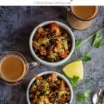 kala chana chaat with text overlay for pinterest