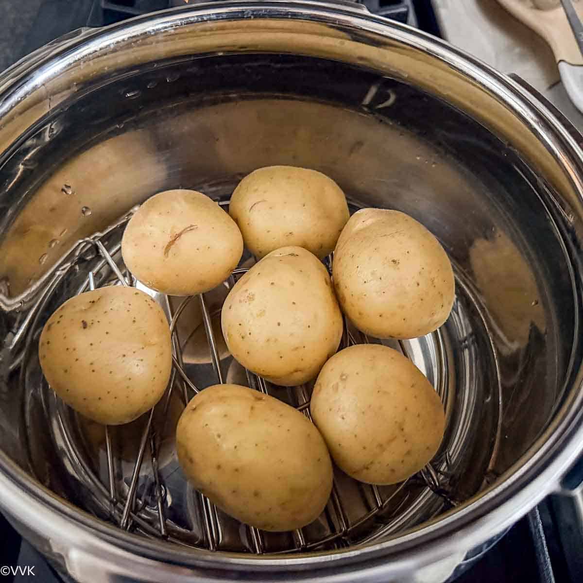 steaming potatoes