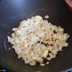 sauteing the onions