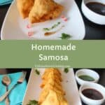 samosa image collage with text overlay for pinterest