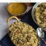veg thalappakatti biryani with text overlay for pinterest
