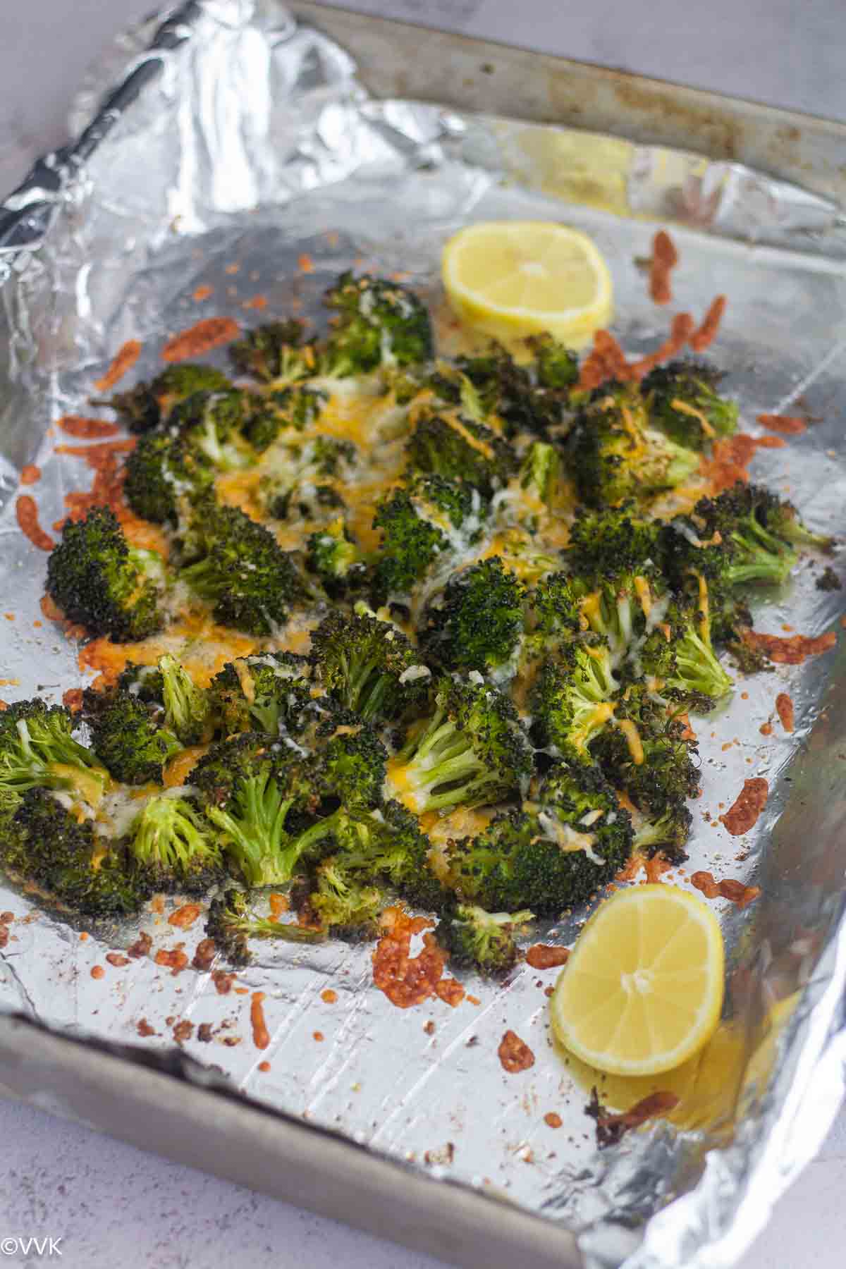 cheese baked broccoli right from the oven