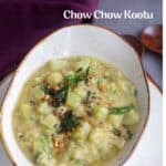 chayote squash kootu with text overlay for pinterest