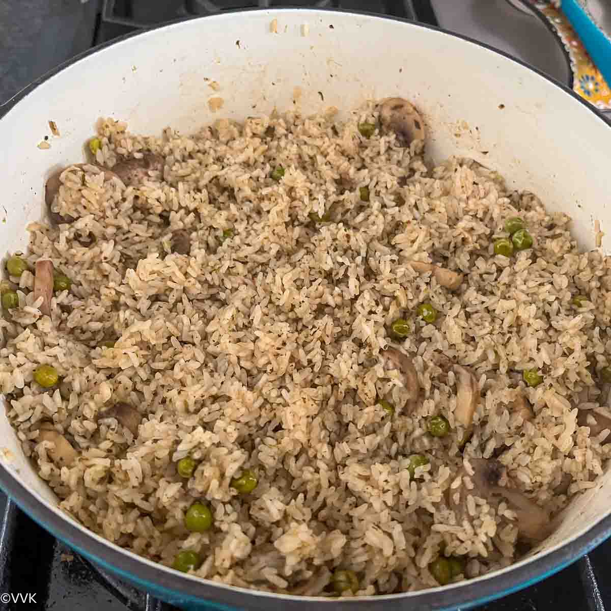 cooled down and fluffed biryani