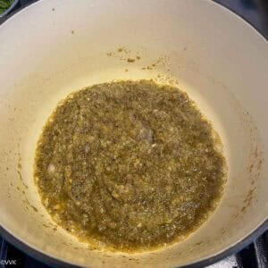 sauteing the biryani masala