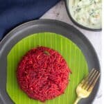 beets pulav with text overlay for Instant Pot