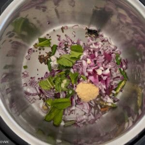 adding herbs and aromatics for beets pulao