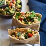 square image of pita pocket salad wrap