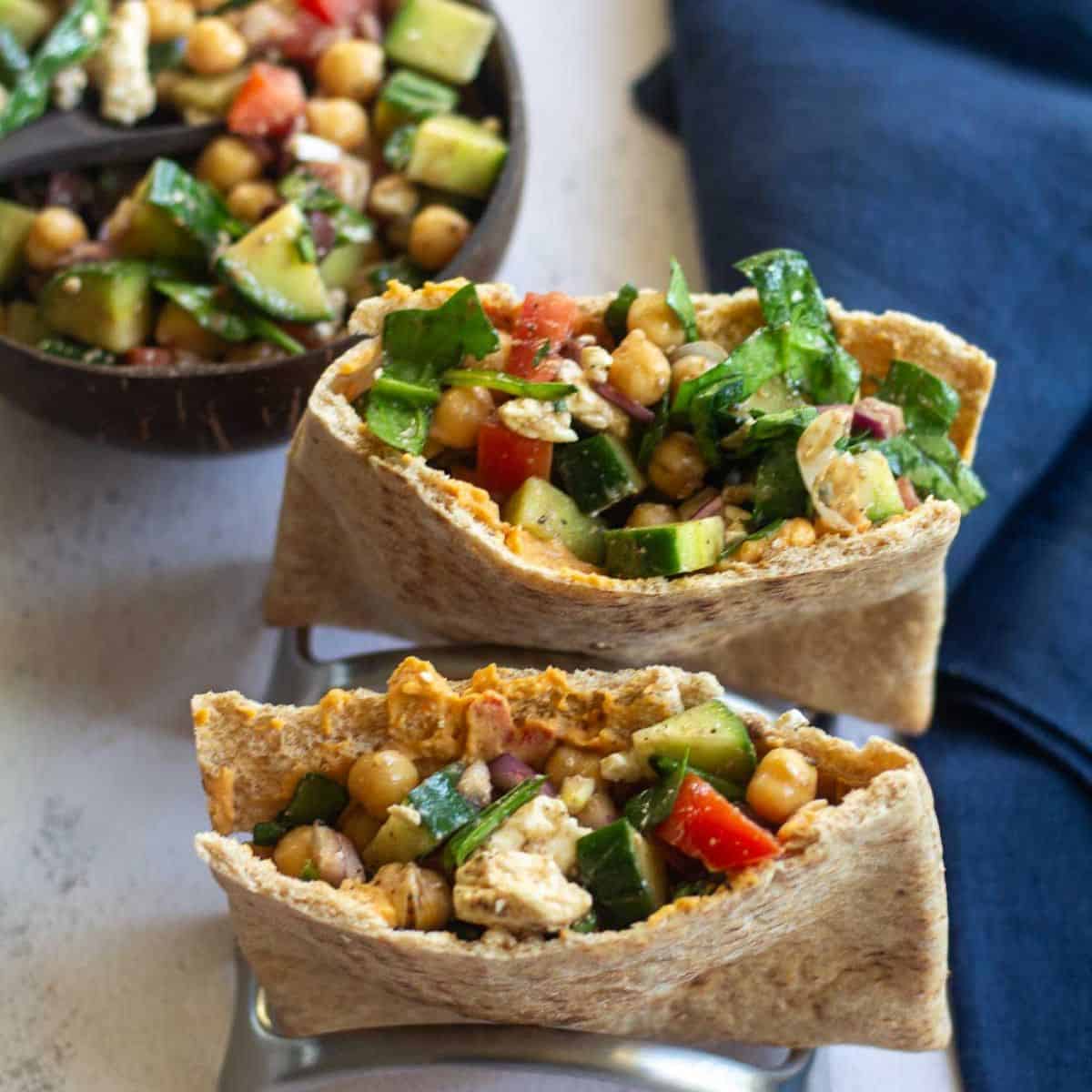 Pita Pocket Salad – Easy Mediterranean Chickpea Salad Wrap