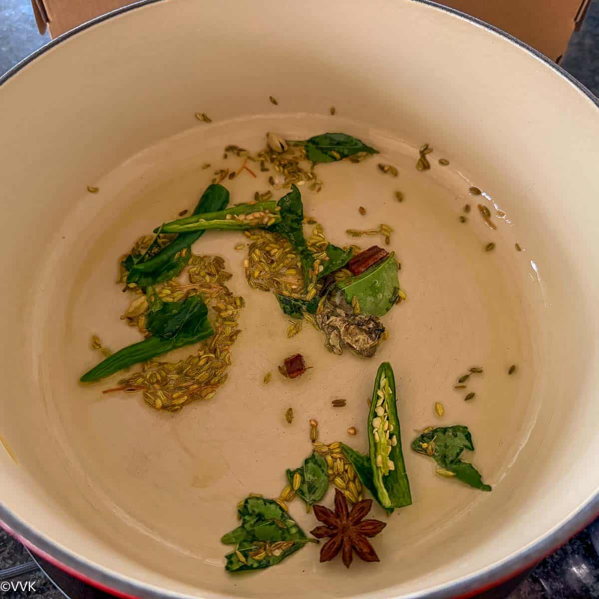 roasting whole spices and green chilies