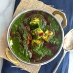 palak paneer with text overlay for pinterest