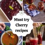 cherry recipe collage with text overlay for pinterest
