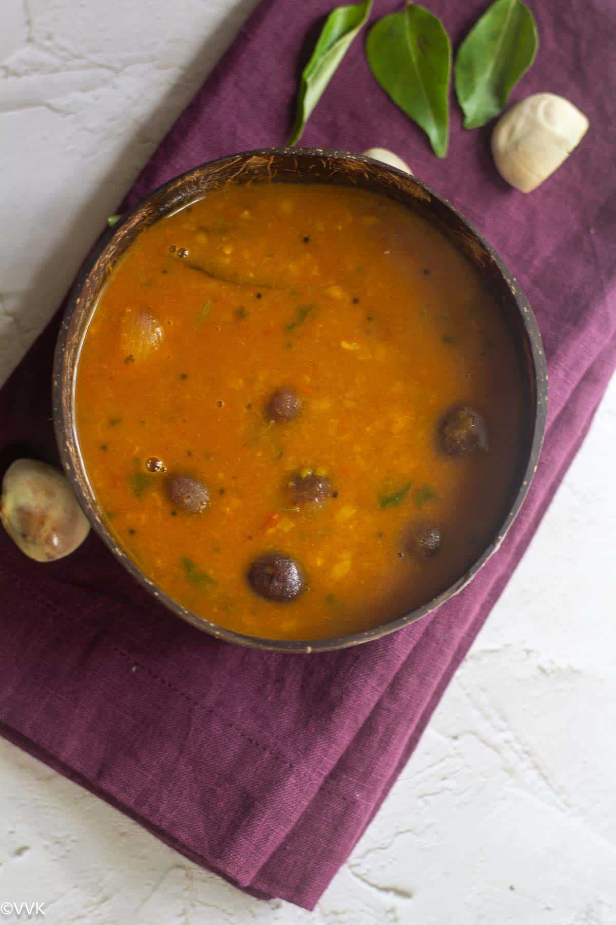 close up shot of palakottai sambar
