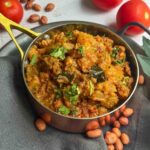 square image of sorakkai masala with peanuts on the side