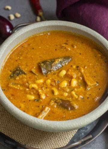 Square image of kongu nadu special thatta payaru kuzhambu served in white bowl
