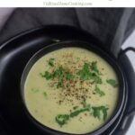 bottle gourd soup with text overlay for pinterest